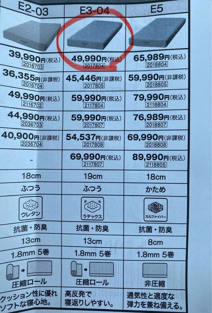 【神戸/手渡し】ニトリ電動リクライニングベッド用マットレス E3-04 S