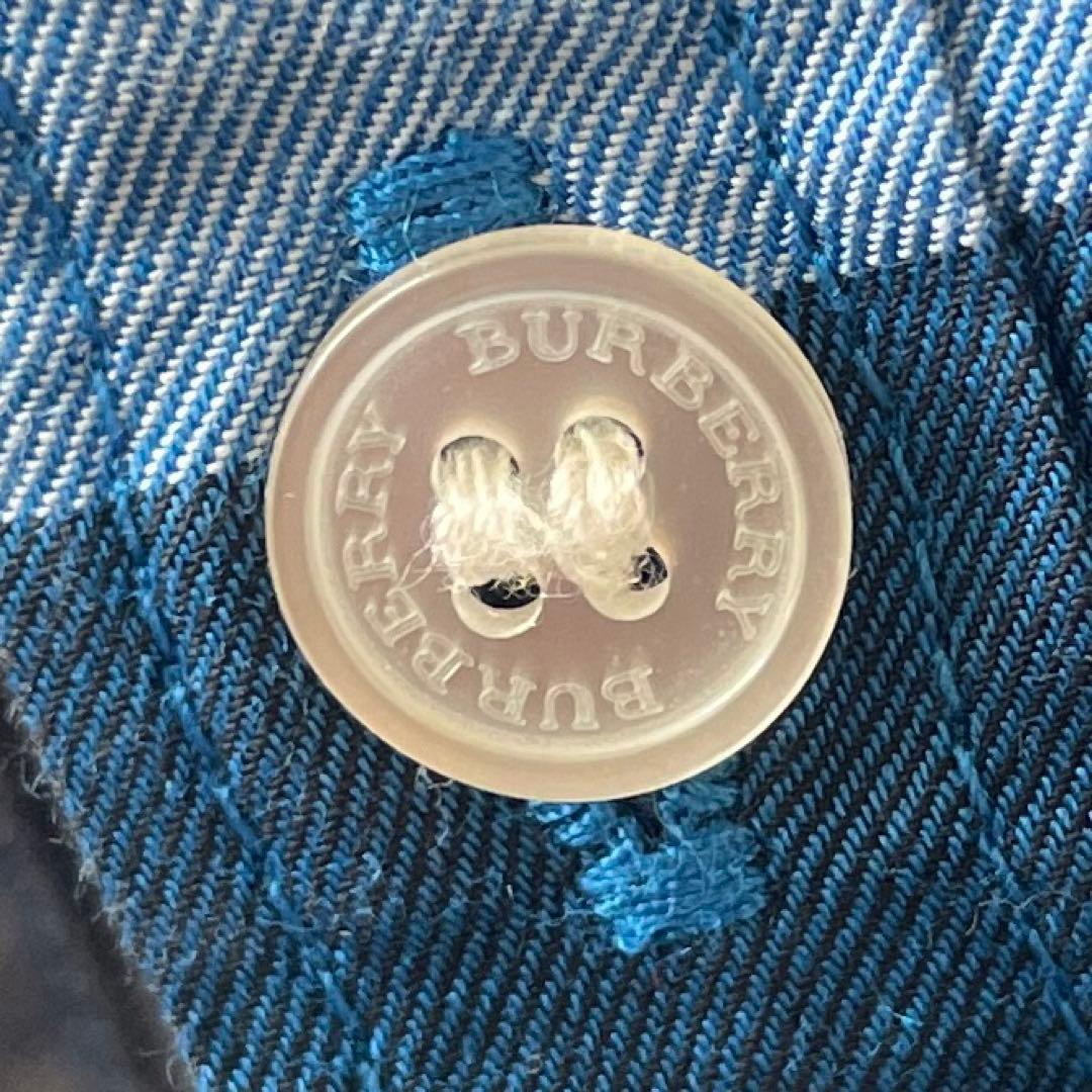 極美品BURBERRY children 14Y 164cm チェックシャツ青