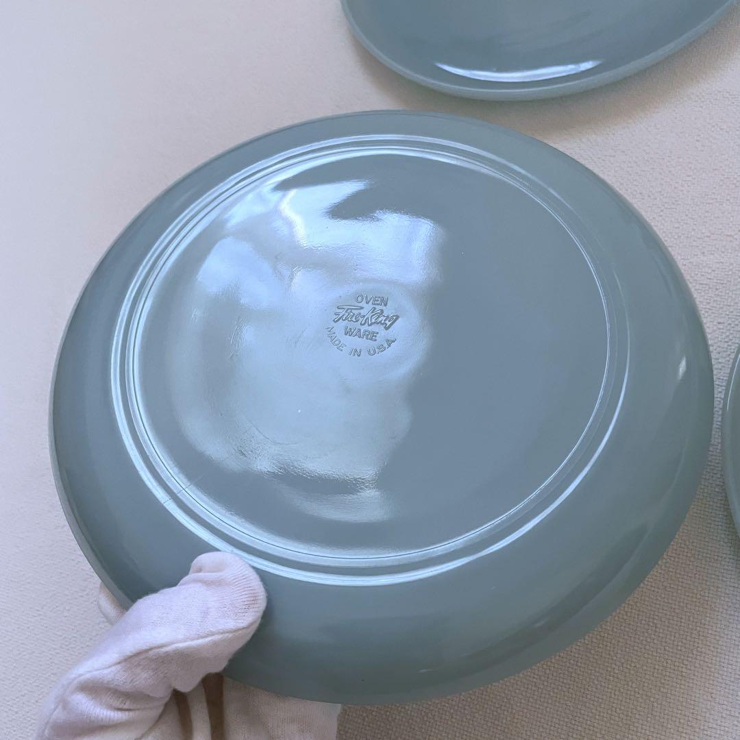 Fire-King   ファイヤーキング　ターコイズブルー　23cmプレート６枚