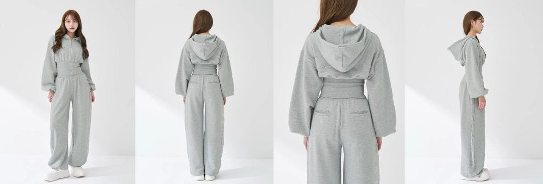 ダーリッチ darich カラーラメスウェットコルセットパーカー グレー GRY