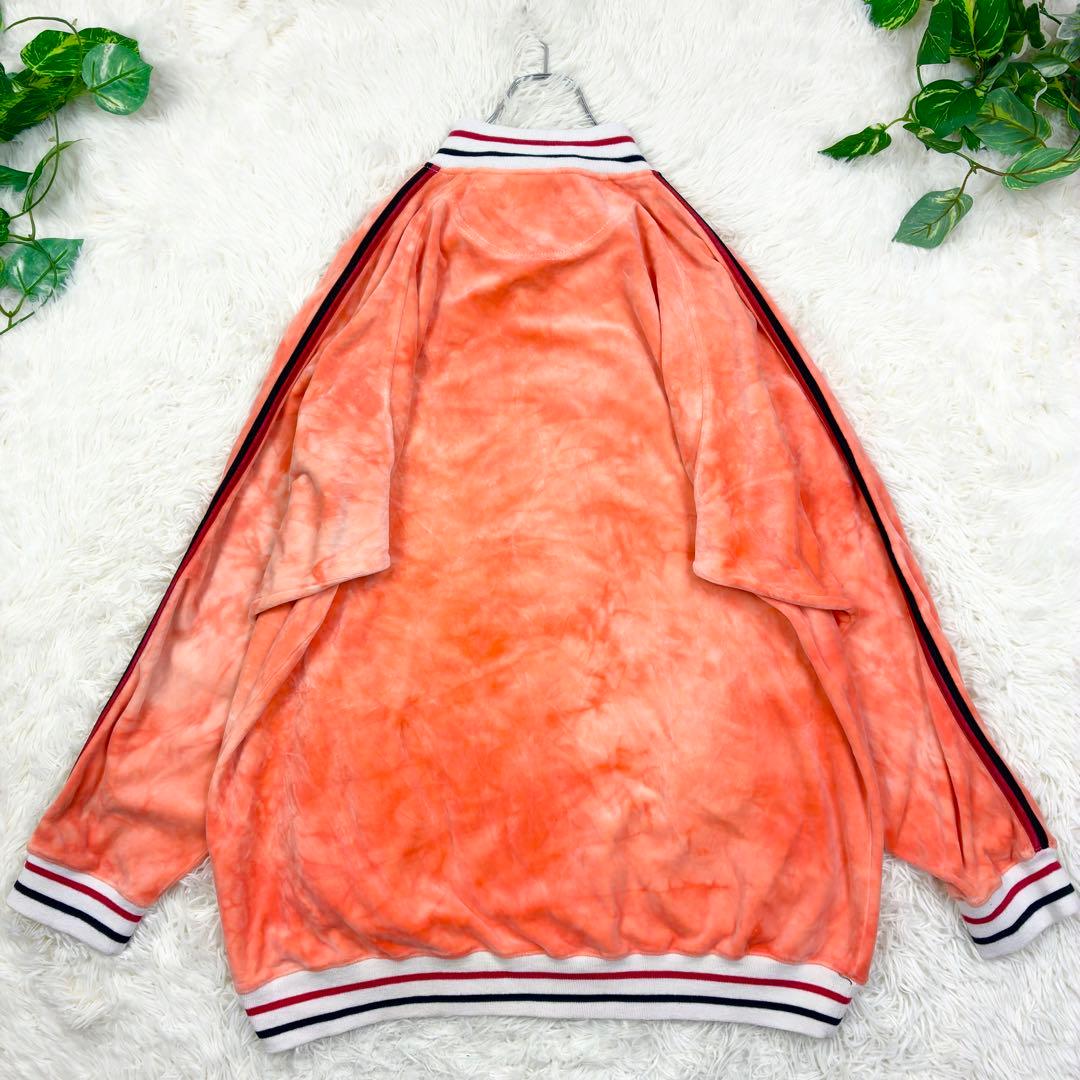 エニーチェ　ベロア　タイダイ　トラックトップ　ワンポイントロゴ　2XL　オレンジ
