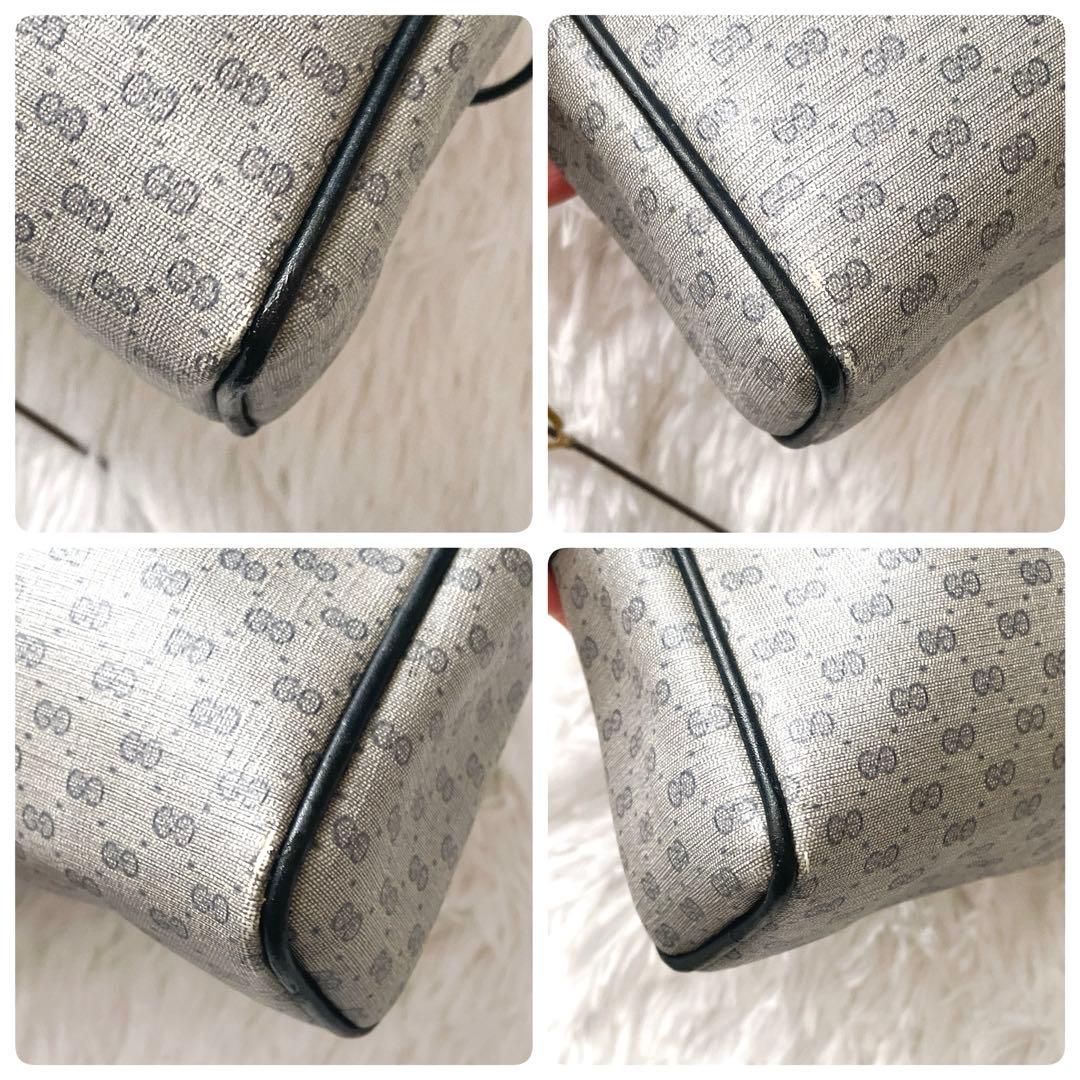 希少⭐︎GUCCI マイクロシマ PVCレザー ネイビー ショルダーバッグ