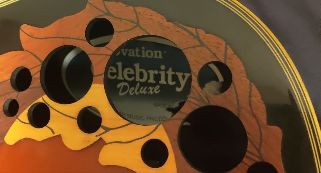 Ovation Celebrity Deluxe ハードケース、ストラップ付き