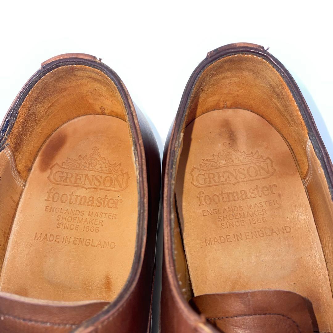 美品 グレンソン 33377 フットマスター プレーントゥ 茶レザー 27.5㌢