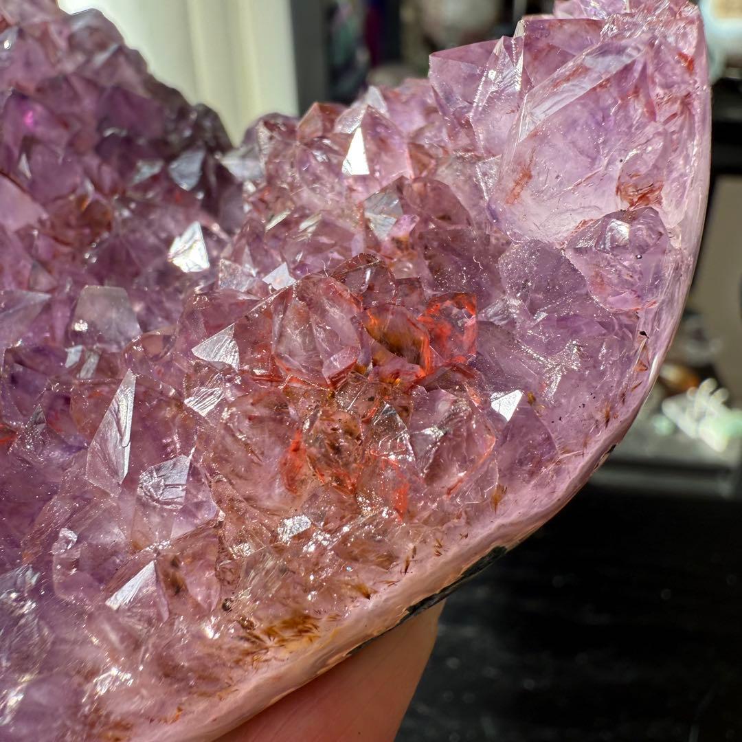 天然石タイチンルチルクォーツ共生アメジストのハート　置物NO.010913