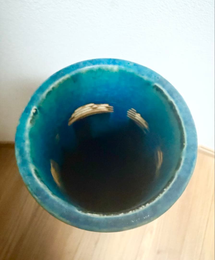 信楽焼　ブルー　大型 投入 花器