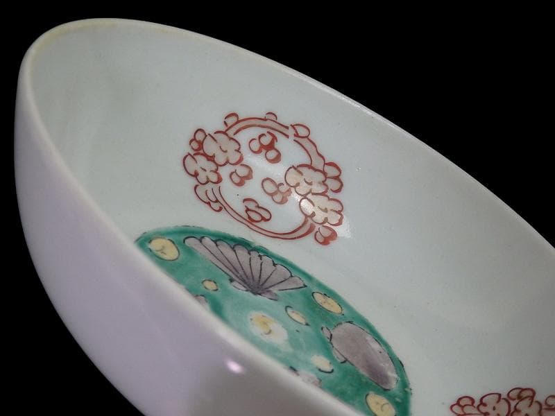 古伊万里　色絵　丸紋に貝の図　春寒鉢　膾皿　B129AS-DAz