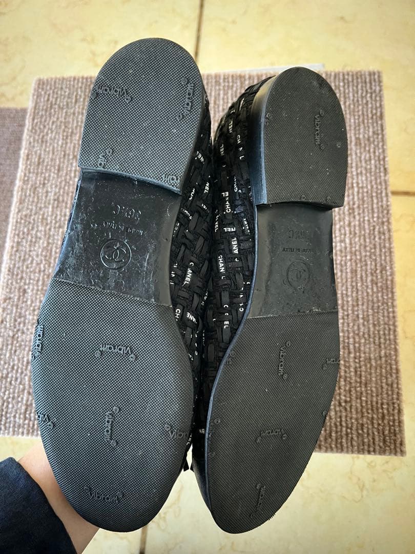 CHANEL ロゴ入りメッシュフラットシューズ