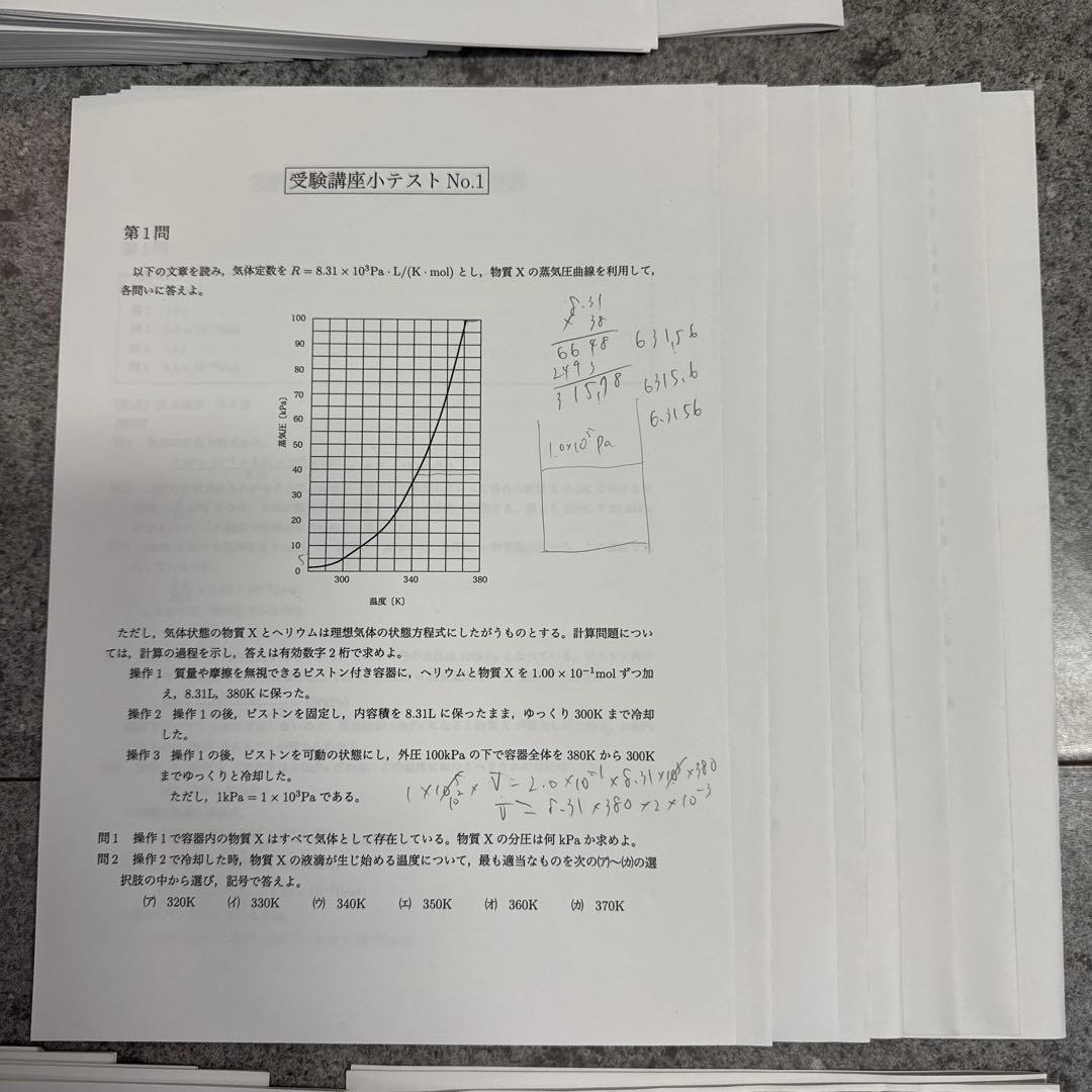 鉄緑会　高3化学　発展講座と受験講座　プリント全て　東大・京大・国公立医学部