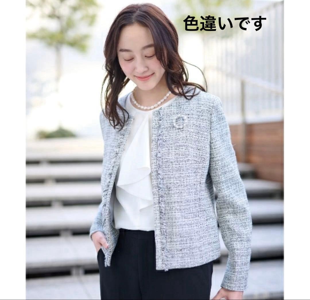 極美品★大きいサイズ★近年モデル★アンタイトル★ノーカラーツイードジャケット★4