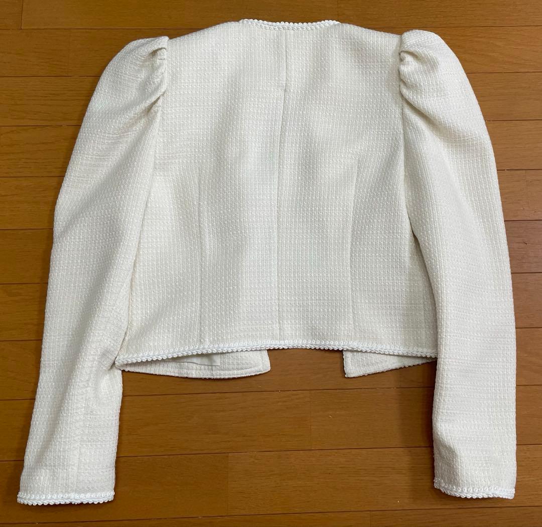 【神崎恵さんコラボ】ノーカラーショートジャケット　白　38（M）サイズ