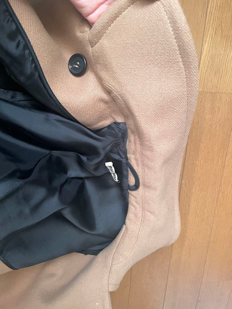 美品miumiuミュウミュウ*キャメル ウール*パフスリーブ コート*金ボタン