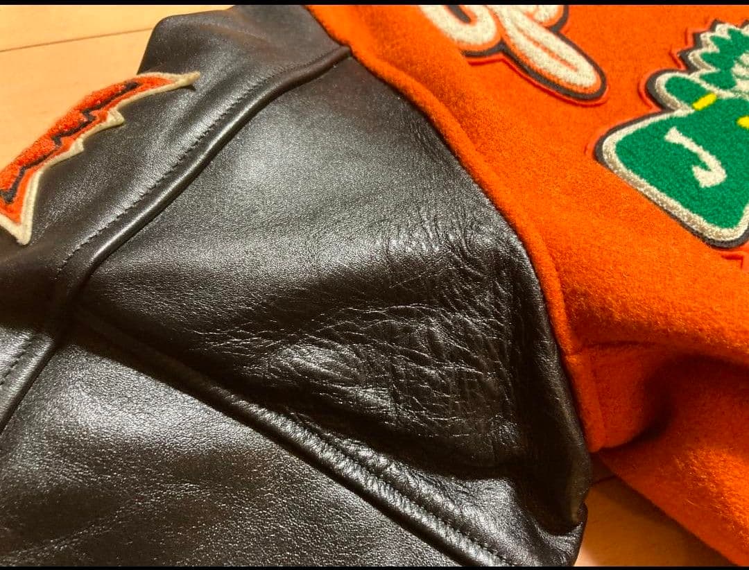 スタイルアイズ フルデコ レザースタジャン 黒オレンジ サイズ40