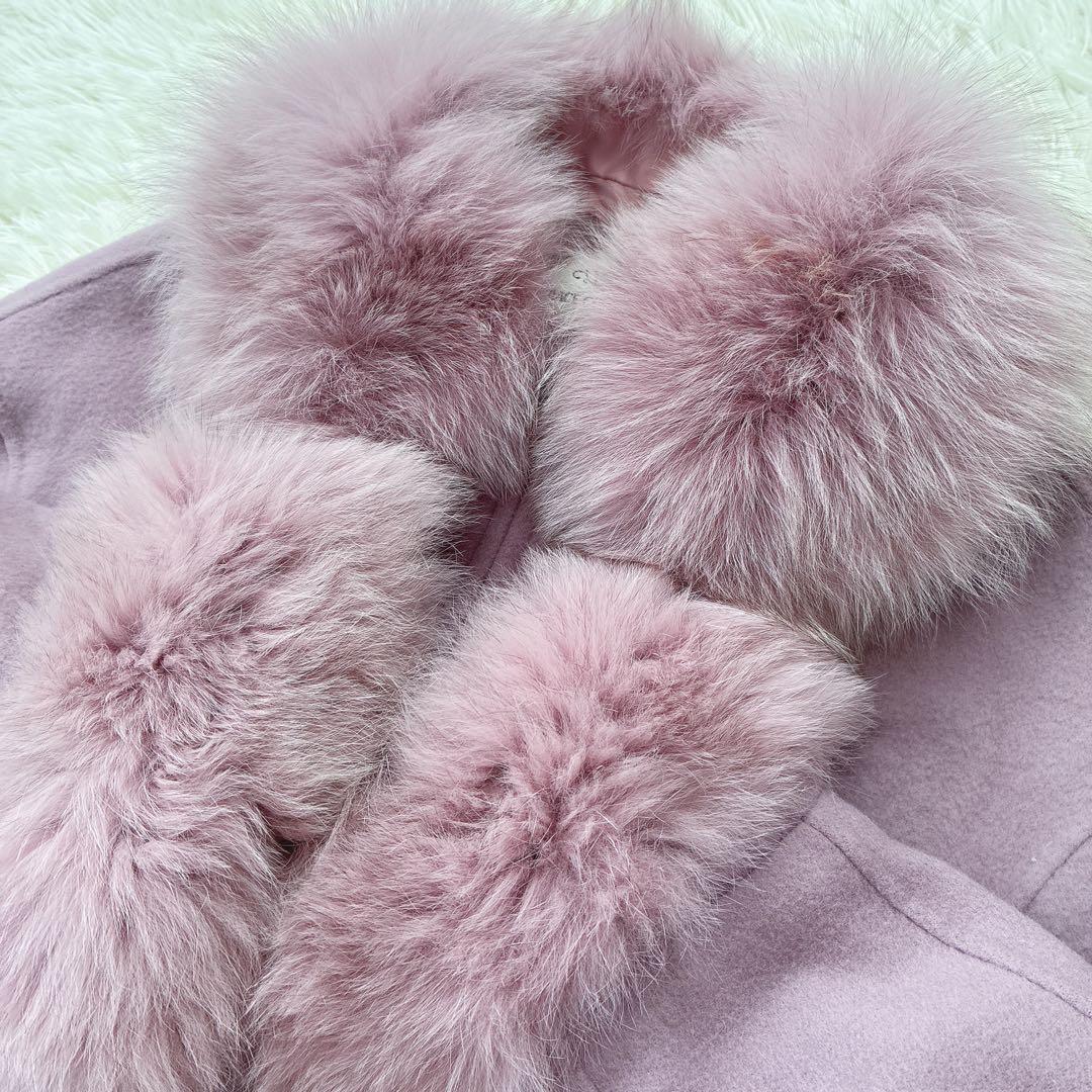 近年モデル✻グレースコンチネンタル フォックスファー取り外しリバーコート ピンク