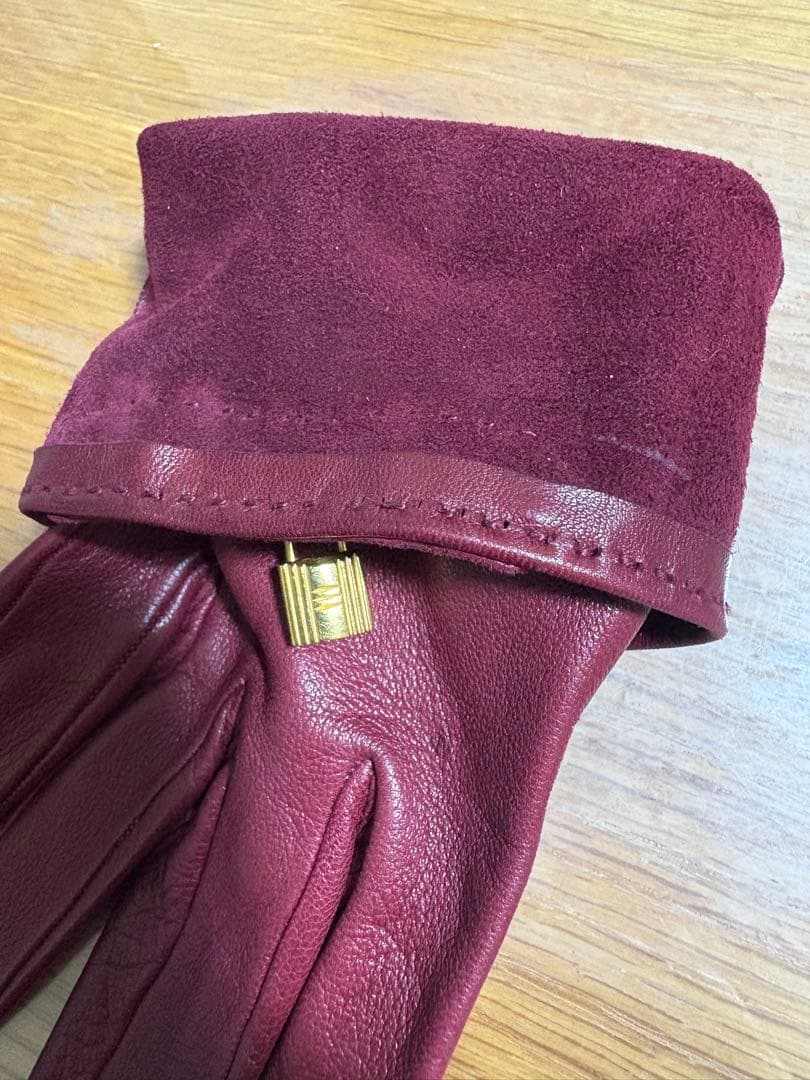 エルメス HERMES ケリー グローブ バーガンディ レザー 手袋 7 1/2