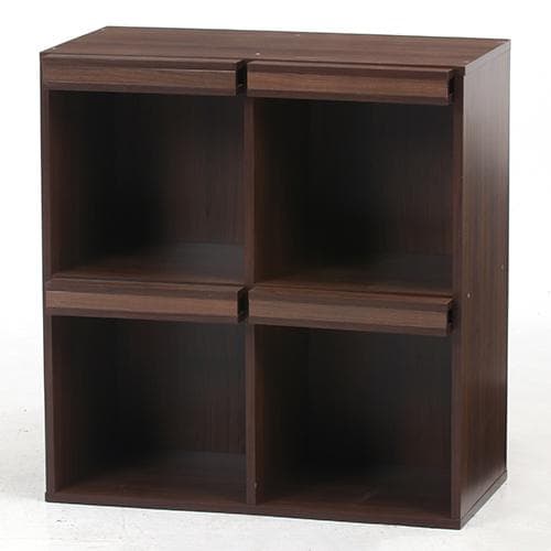 《新品・送料無料》ディスプレイラック 4マス ミディアムブラウン