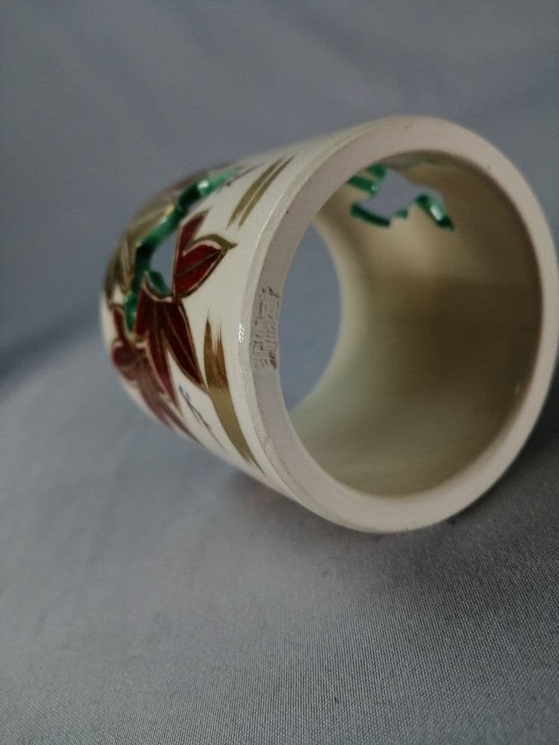 【茶道具】御室窯造　仁清紅葉蓋置　蓋置198