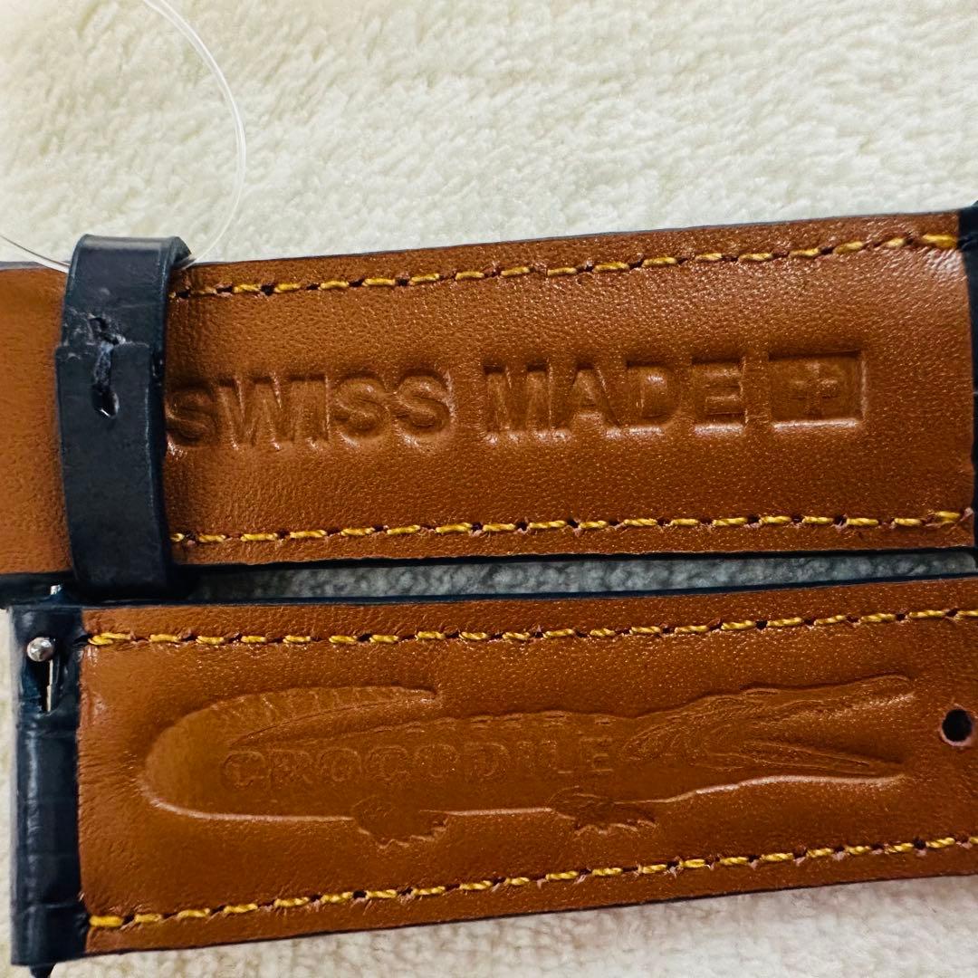 3071#20mm-18mmミッドナイトブルー★本物クロコダイルベルト★スイス製