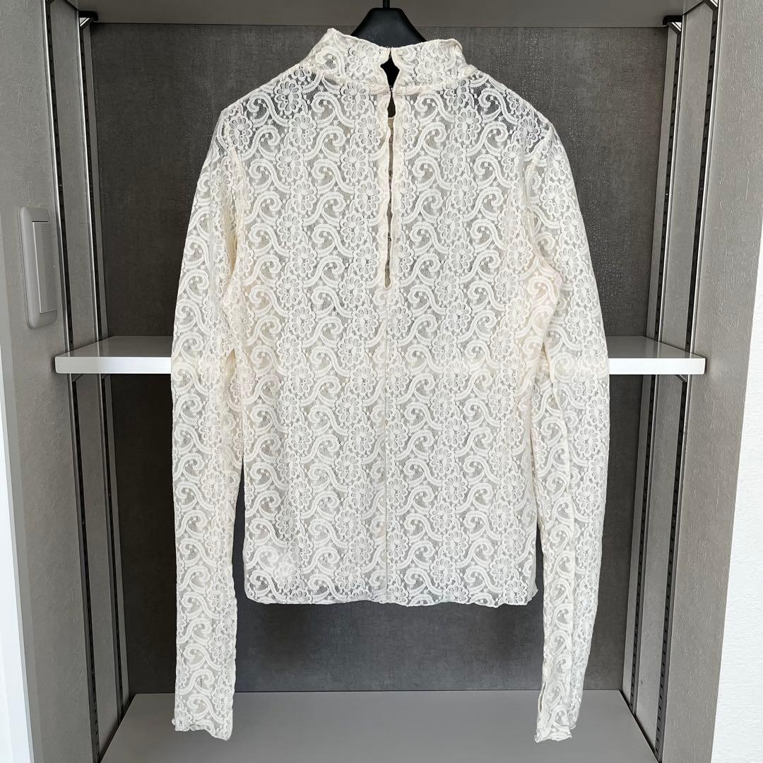 プランクプロジェクト　レースシアープリントカットソー　ホワイト　長袖　シースルー