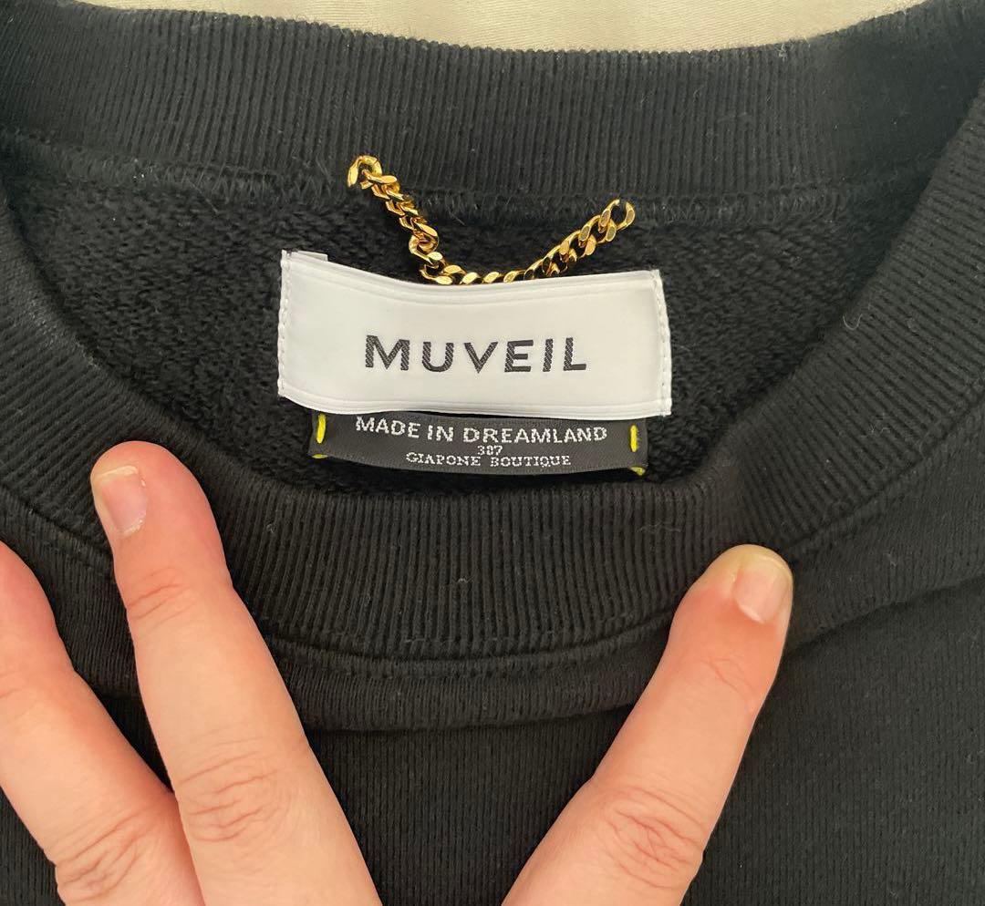 ミュベール　MUVEIL　スウェット　猫　トレーナー　黒　長袖