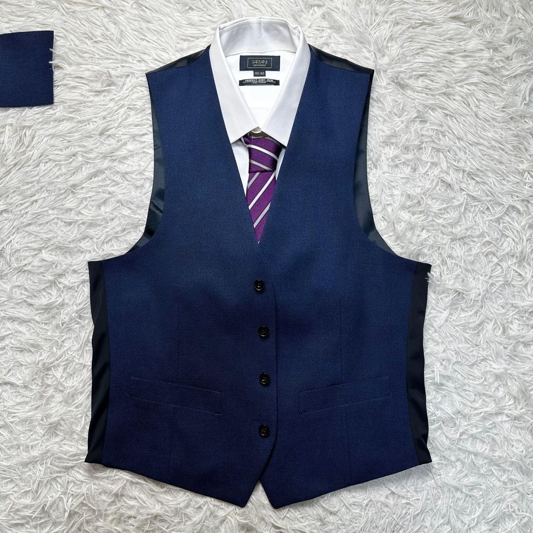 未使用級 スーツセレクト 4S 3ピース ネイビー 洗濯可 セットアップ Y4