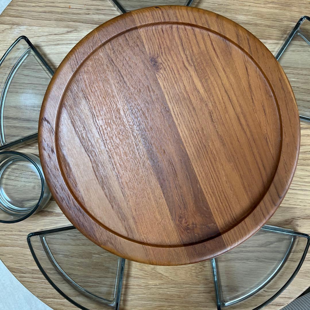 木製ガラス仕切り付きサービングプレート