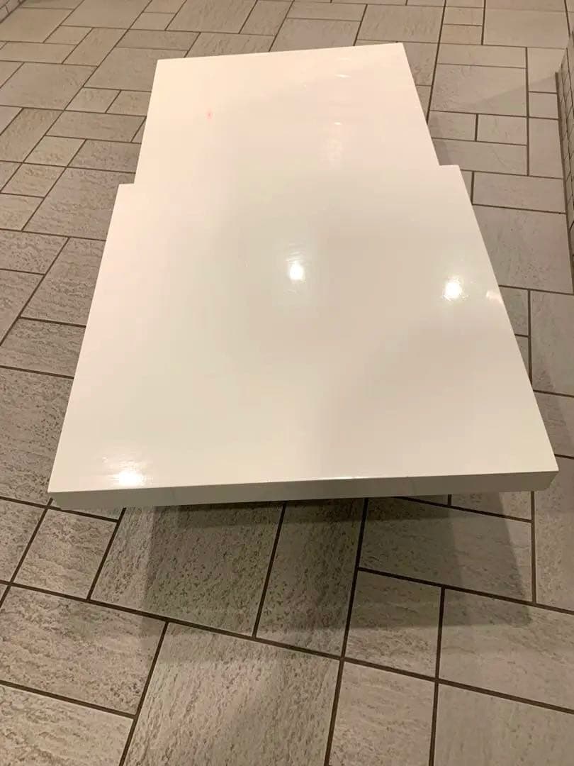 天板回転式モダン EXTENSION CENTER ／スクロール多変形白テーブル