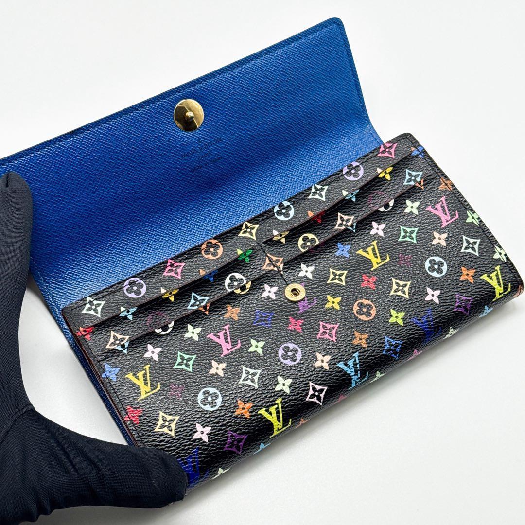 ルイヴィトン モノグラム ポルトフォイユ サラ マルチカラー 長財布 青 ブルー