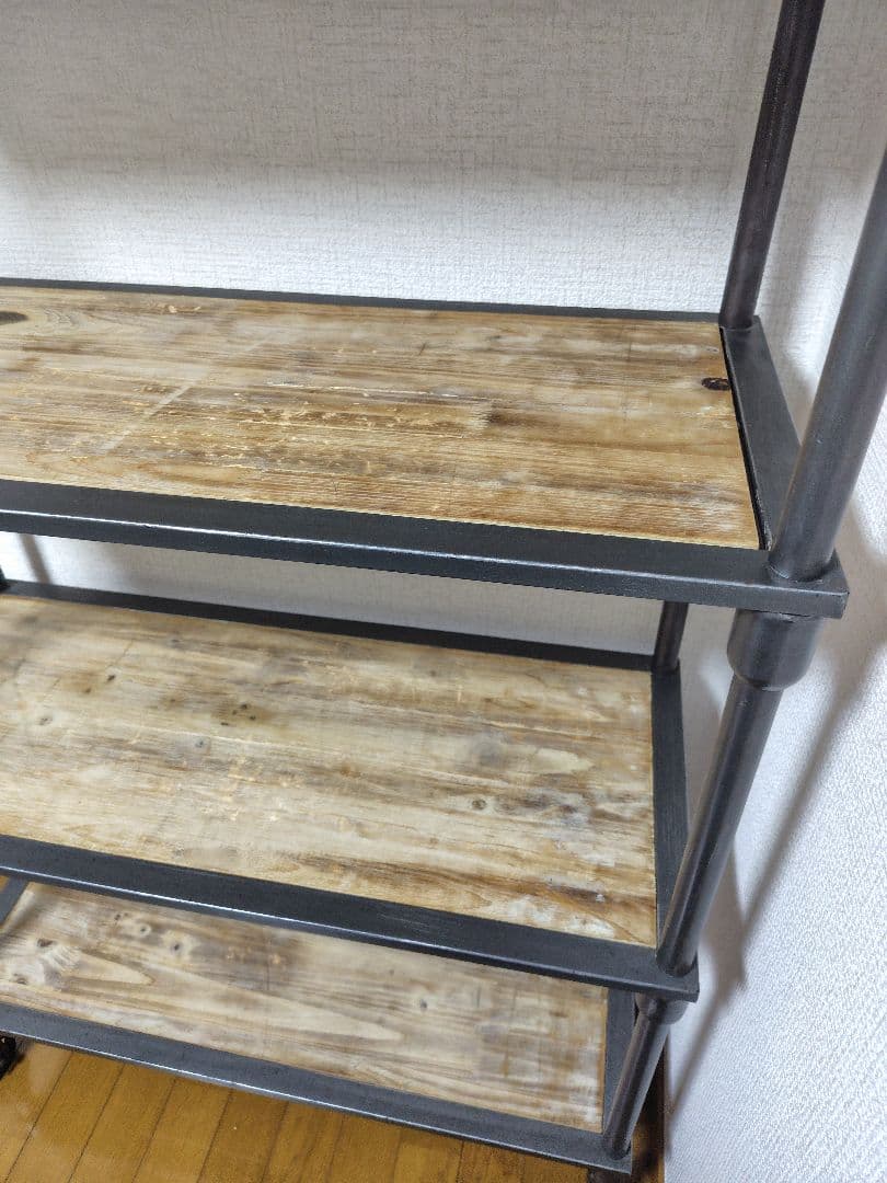 アメリカ　家具　シェルフ　4段　キャスター付き　アメカジ　インダストリアル