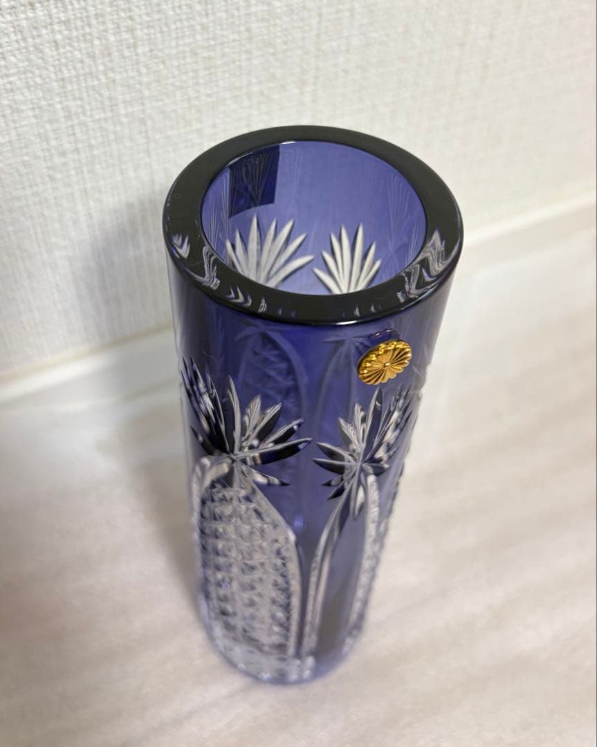 【新品未使用】江戸切子 一輪挿 KAGAMI 菊紋