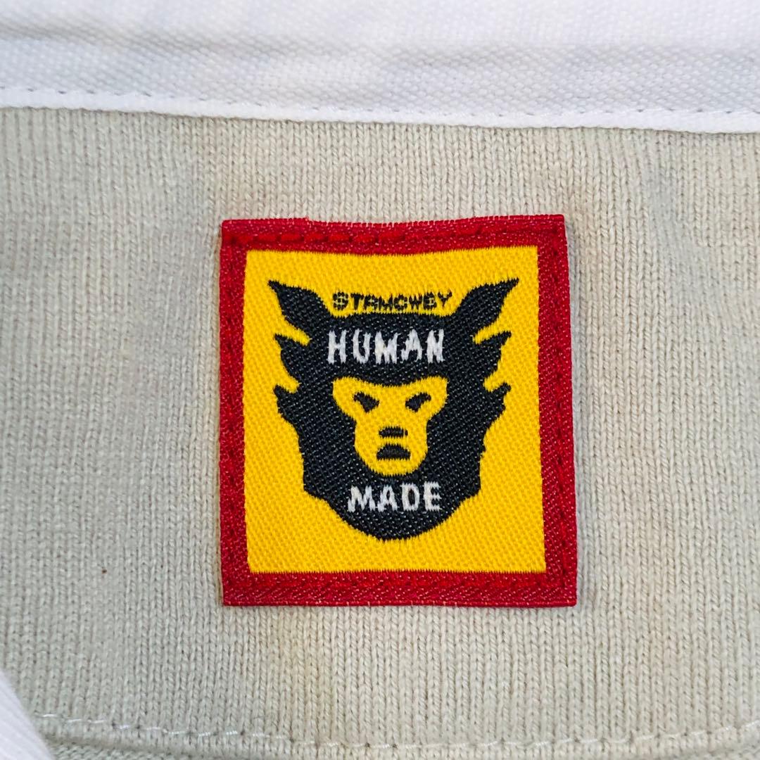 【美品】ヒューマンメイド マルチストライプ ワッペンロゴ ラガーシャツ L相当