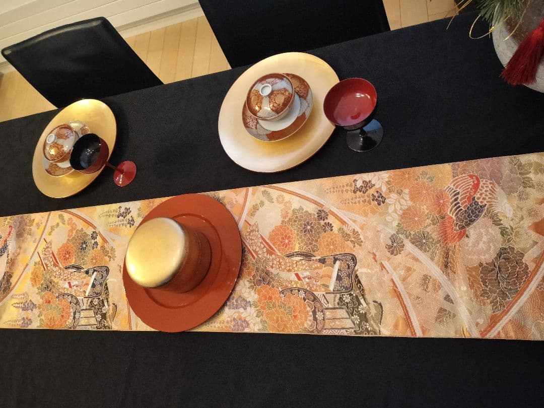 A922★逸品‼️ 全通帯‼️ひな祭り‼️袋帯正絹テーブルランナー2m17cm