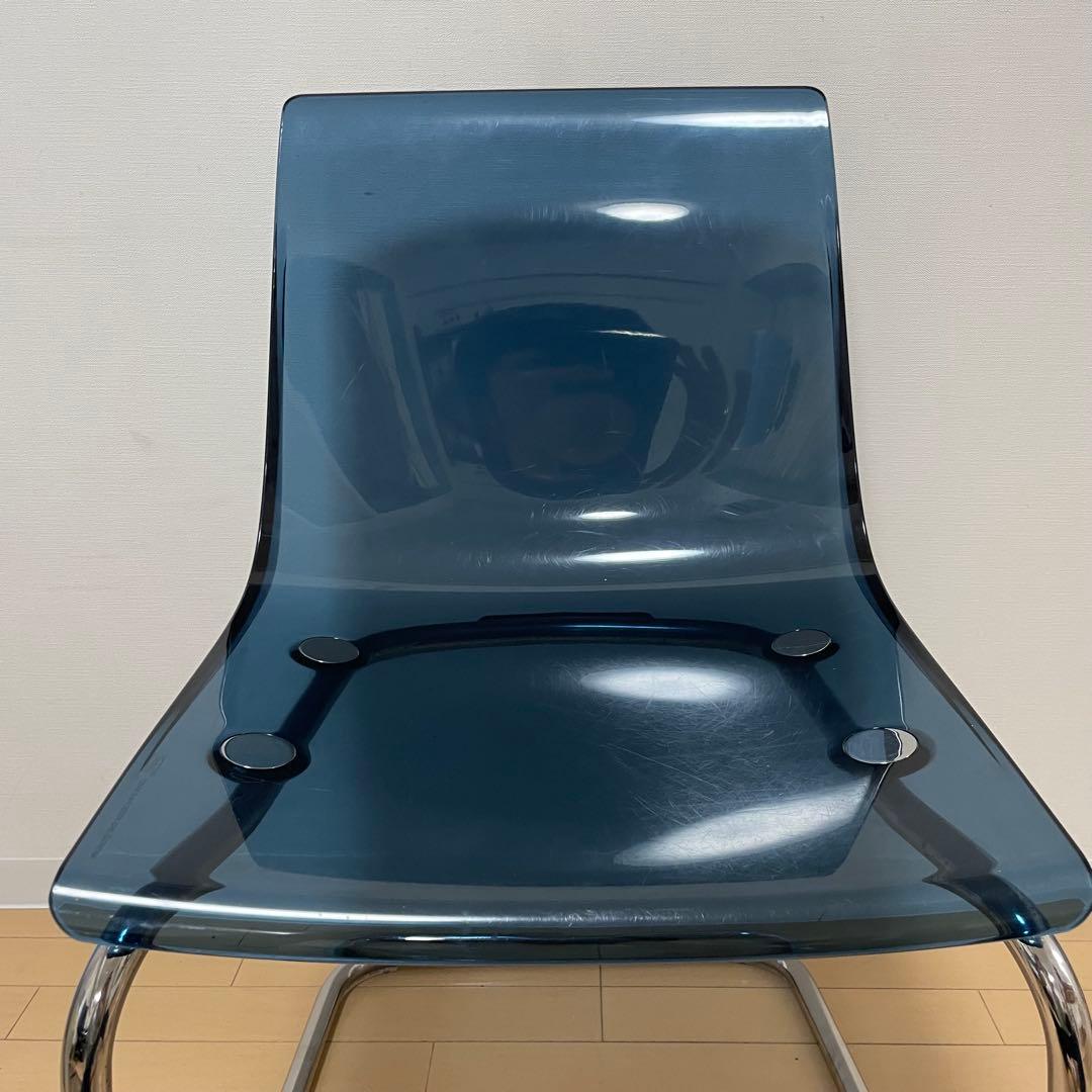 IKEA トービアス TOBIAS ダイニングチェア 2脚セット　クリア　ブルー