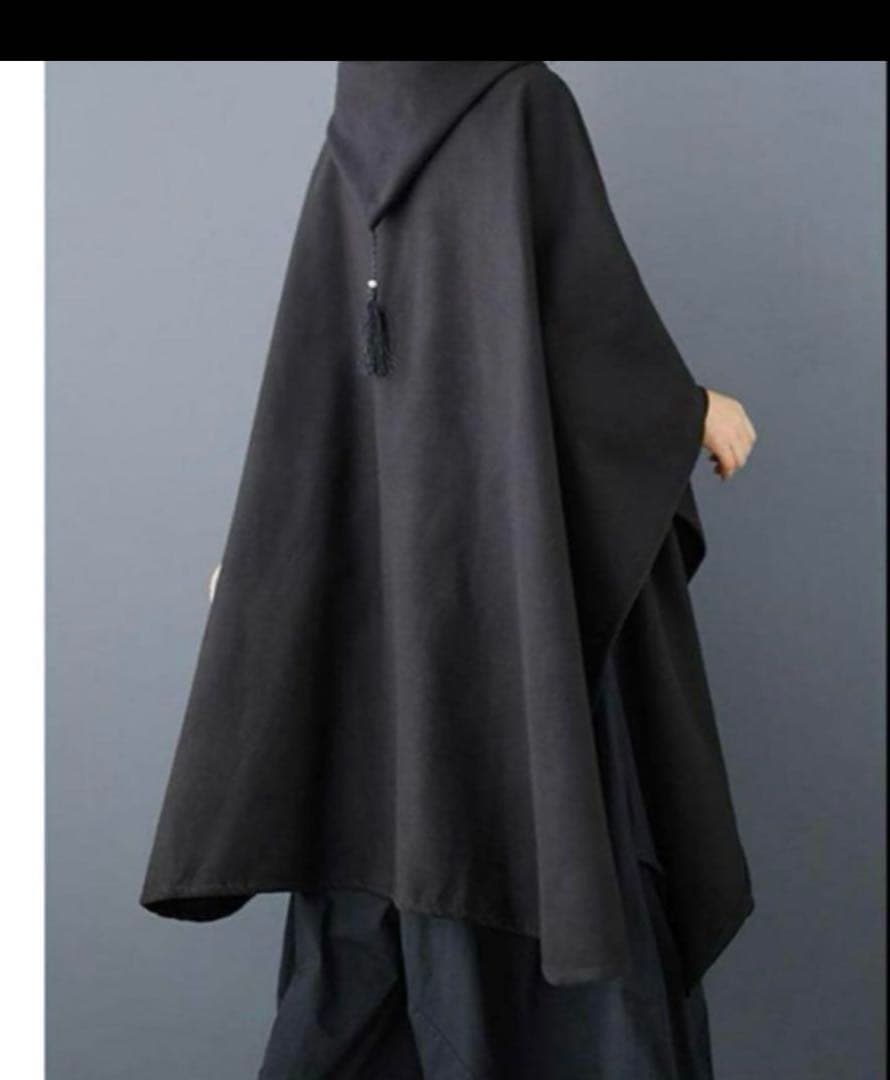 モード系　大きめ　高級感　立ちマント　アウター　羽織り　ポンチョ　コート