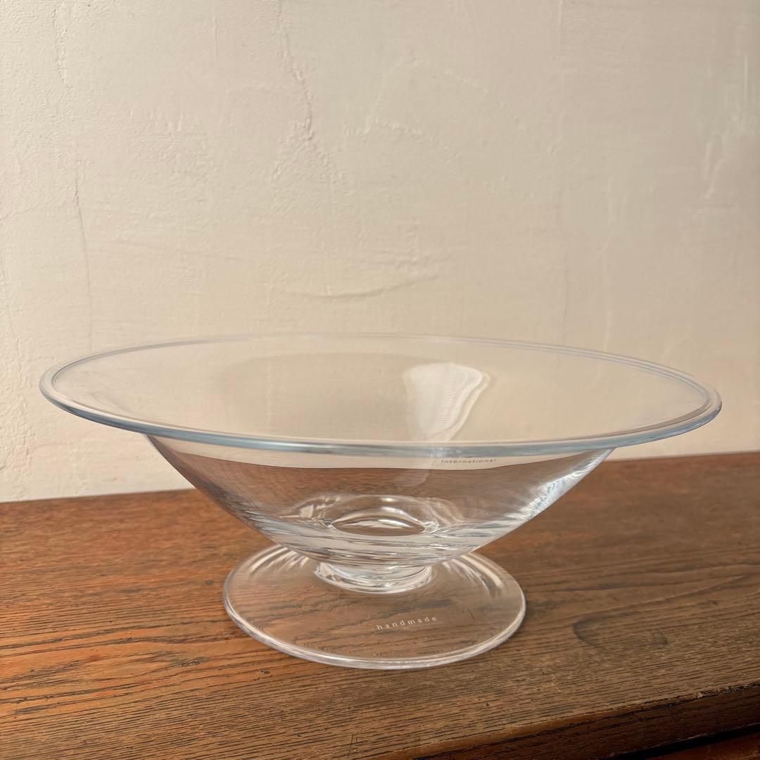 LSA ポーランド ハンドメイド ガラス 脚つきコンポート 大型 花器