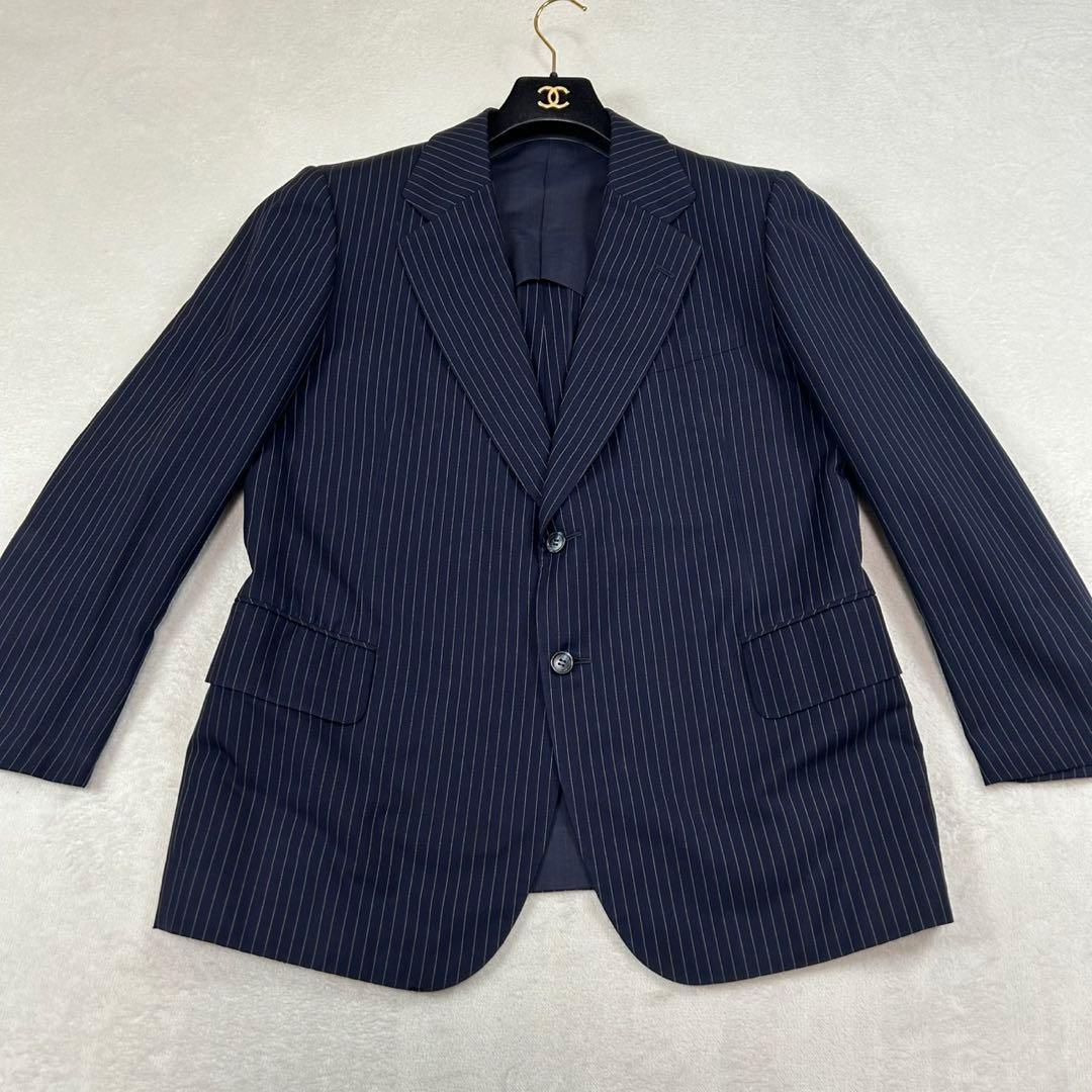 K451 M ジバンシー 3ピース ストライプ柄 スーツ上下 ネイビー メンズ