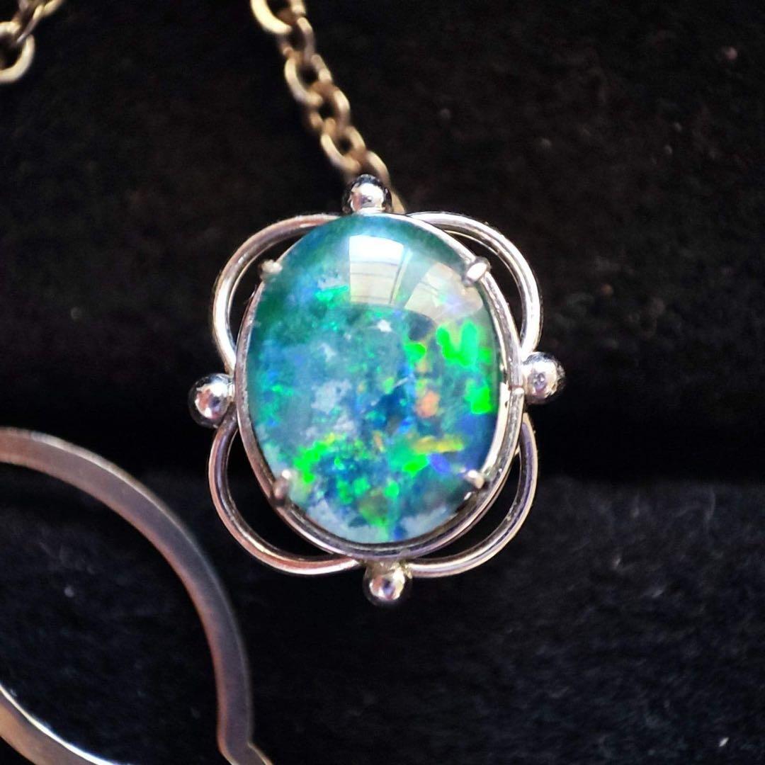 WG 白金 オーストラリアオパール　タイタックピン