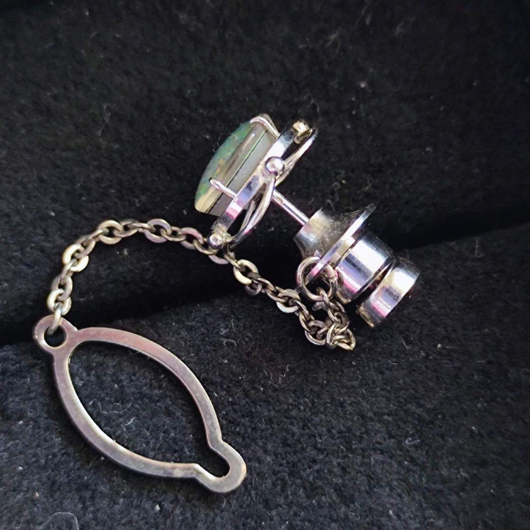 WG 白金 オーストラリアオパール　タイタックピン