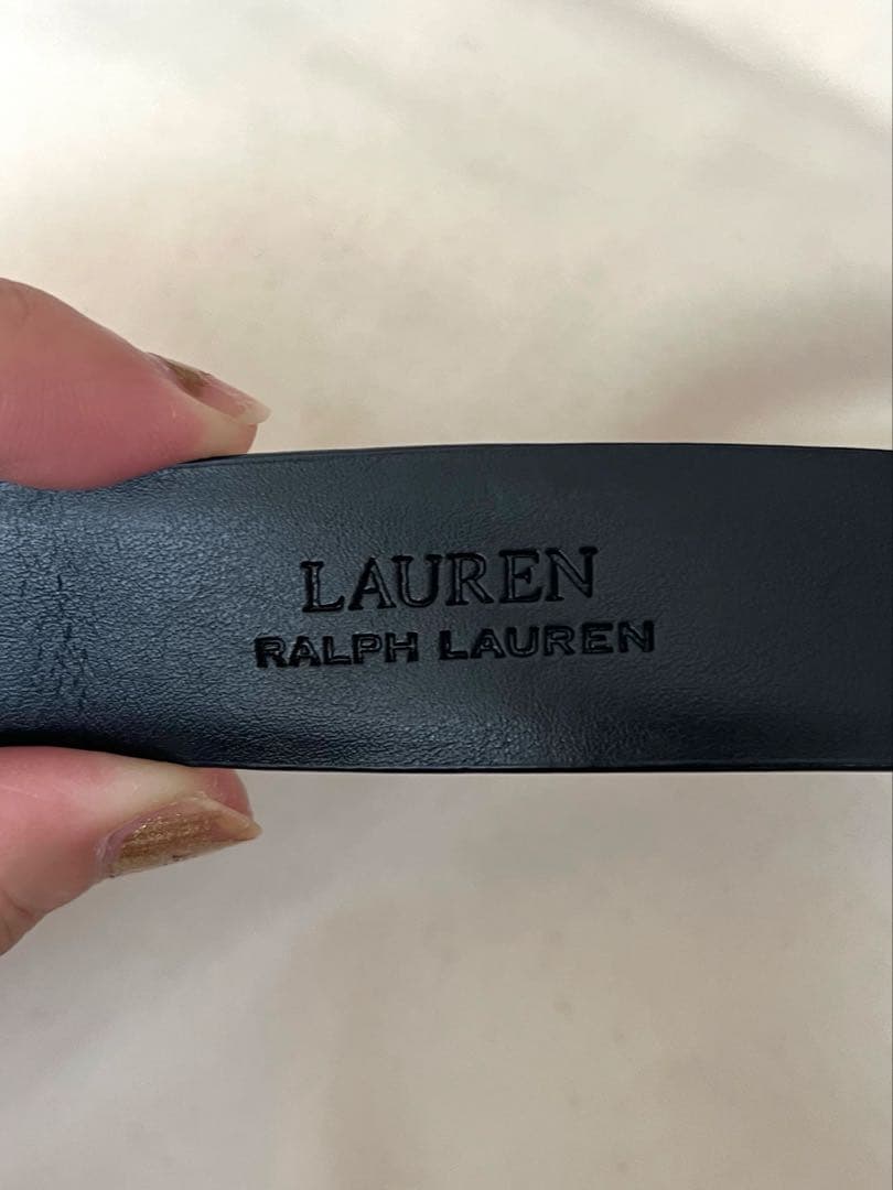 Lauren Ralph Lauren レザー ベルト　ロゴチャーム　xs 黒