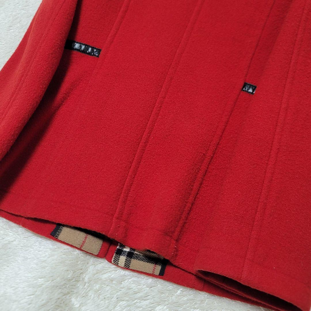 バーバリーブルーレーベル　フーデットコート ノバチェック　ホース刺繍　レザー