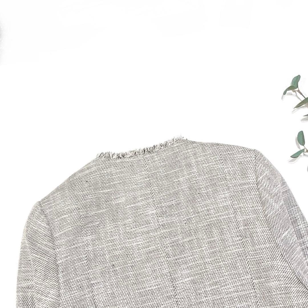 専用ですallureville スラブツイードクルーショートコート 麻　金ボタン