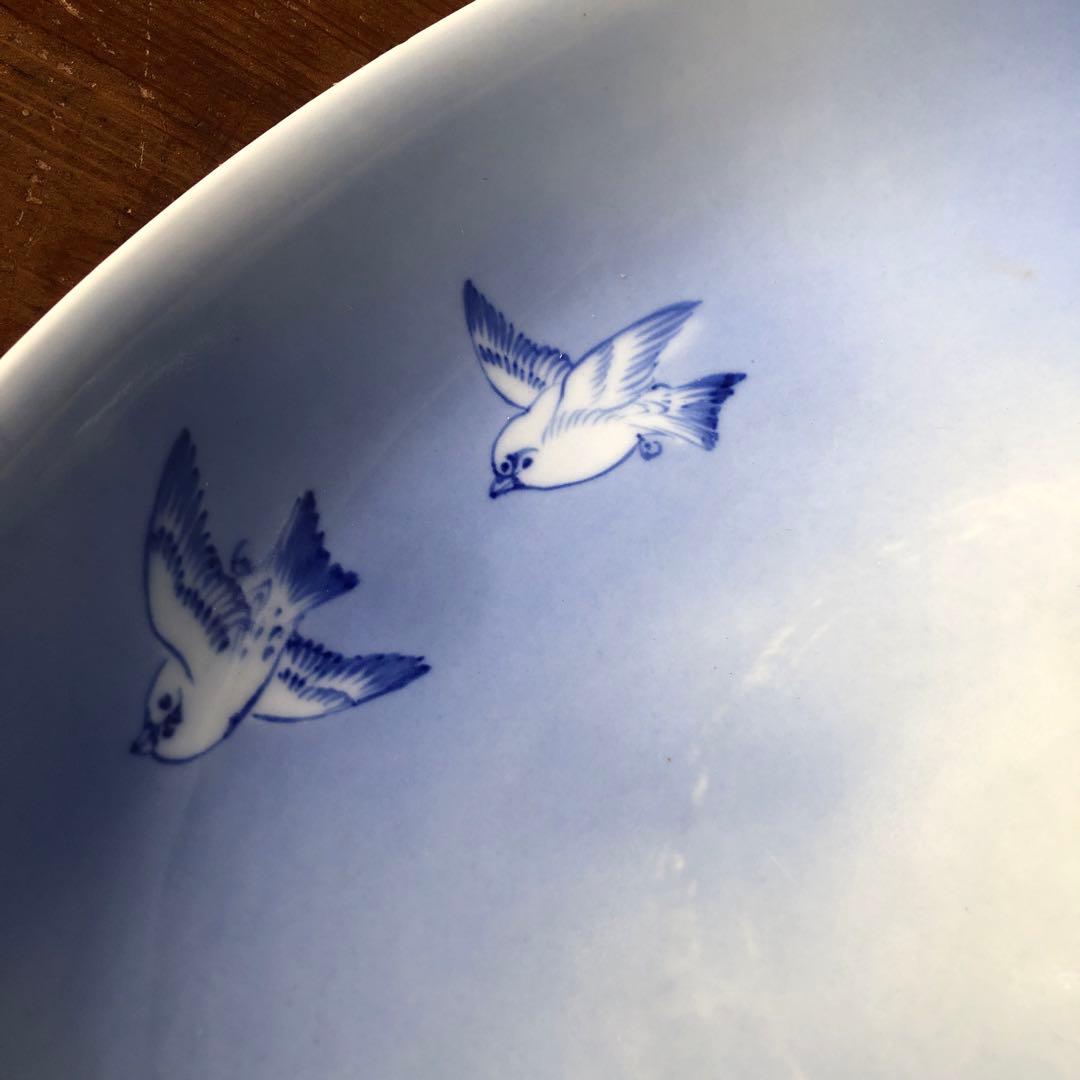 深川製磁 オールド深川 大鉢 大皿 盛鉢 そうめん鉢 ふくら雀 福来雀 すずめ