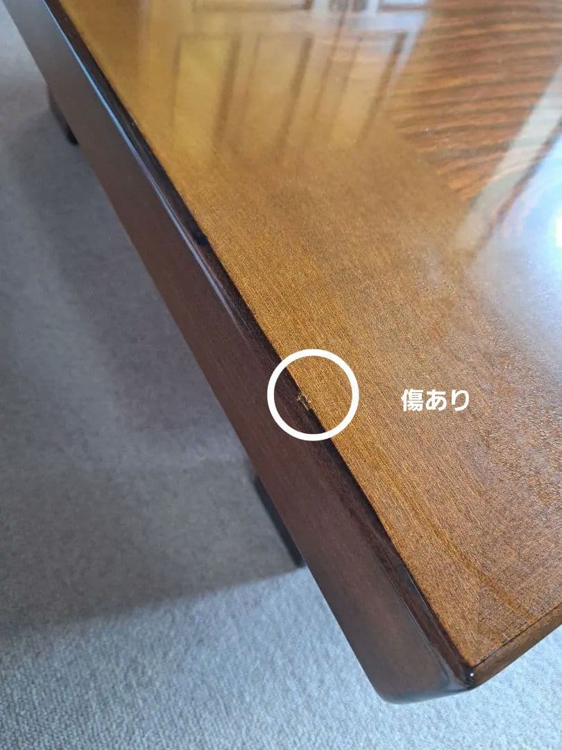 2回使用　木製座卓 光沢仕上げ 茶色