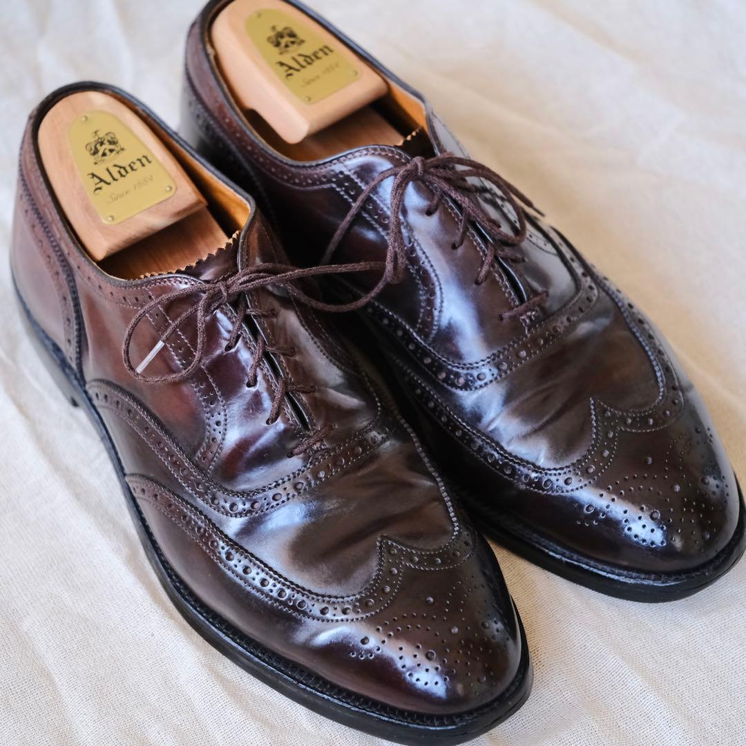 Aldenオールデン974バーガンディコードバンフルブローグ10.5D