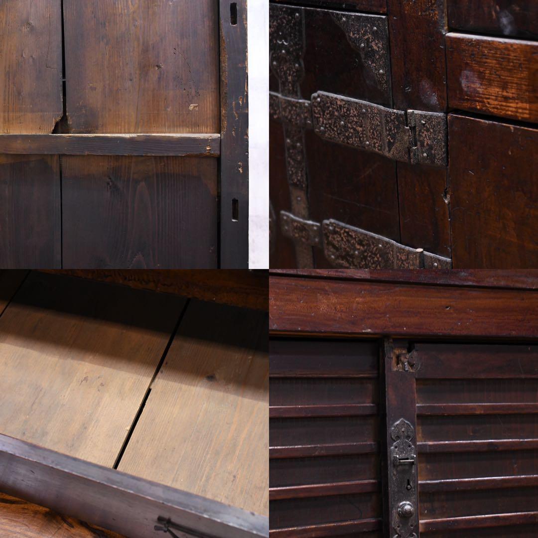 DIC112 明治大正期 和製アンティーク 階段箪笥 特大7段 左上がり