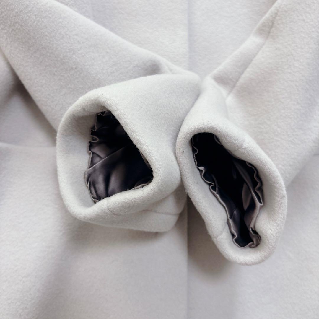 ANAYI アナイ ダブルビーバー クルーコート ノーカラー カシミヤ混 ピンク