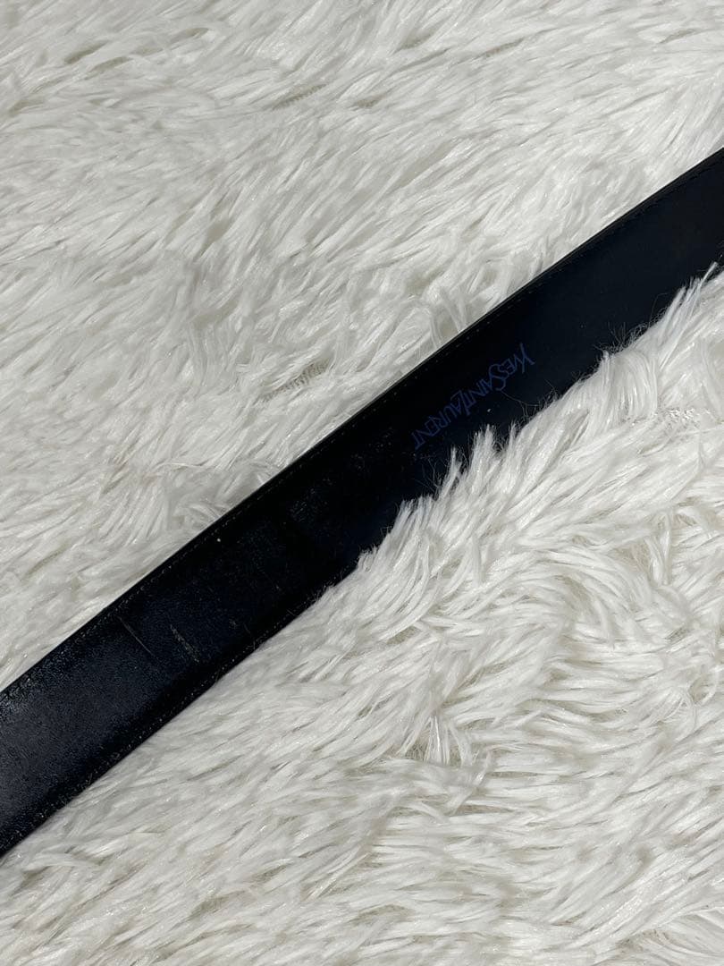 イヴサンローラン YSL レザーベルト 本革　箱付き　ロゴバックル ブラック
