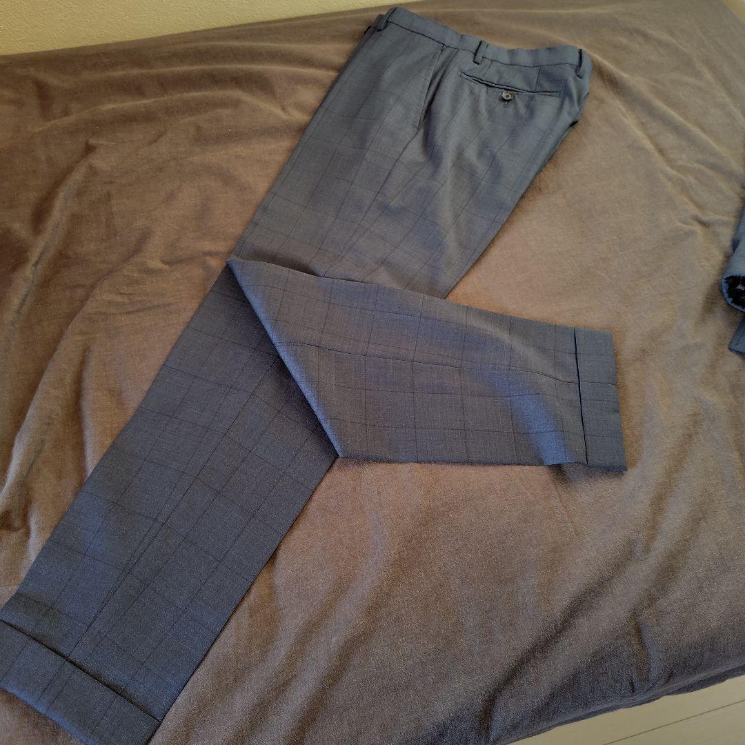 ほぼ新品 SHIPS ロロピアーナ生地 ネイビーチェックスーツ サイズ46