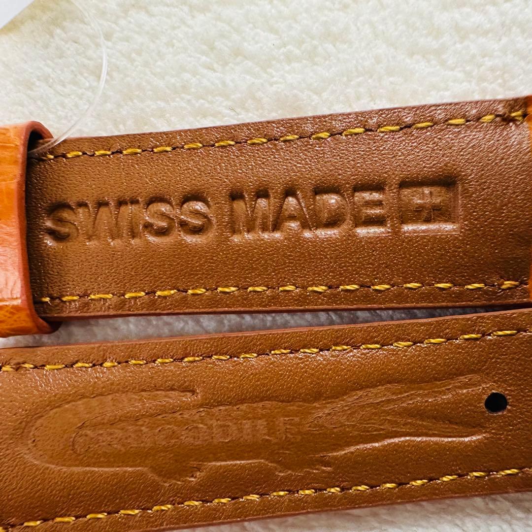 3014#20mm-18mmオレンジ★本物クロコダイルレザーベルト★スイス製