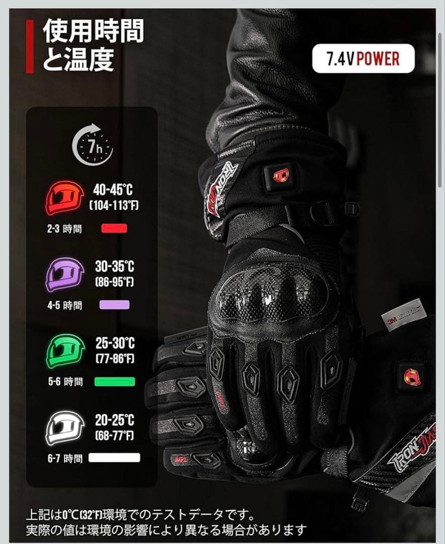 【IRON JIAS】カーボンナノチューブ／／／電熱グローブ　size:XL